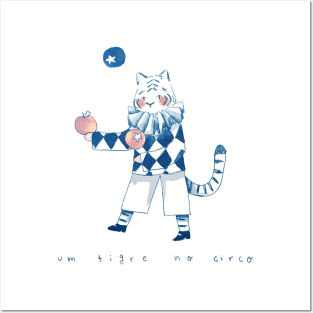 Juggling Circus Tiger in a Cute Clown Outfit Posters and Art